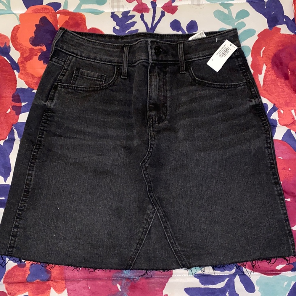 Black denim skirt